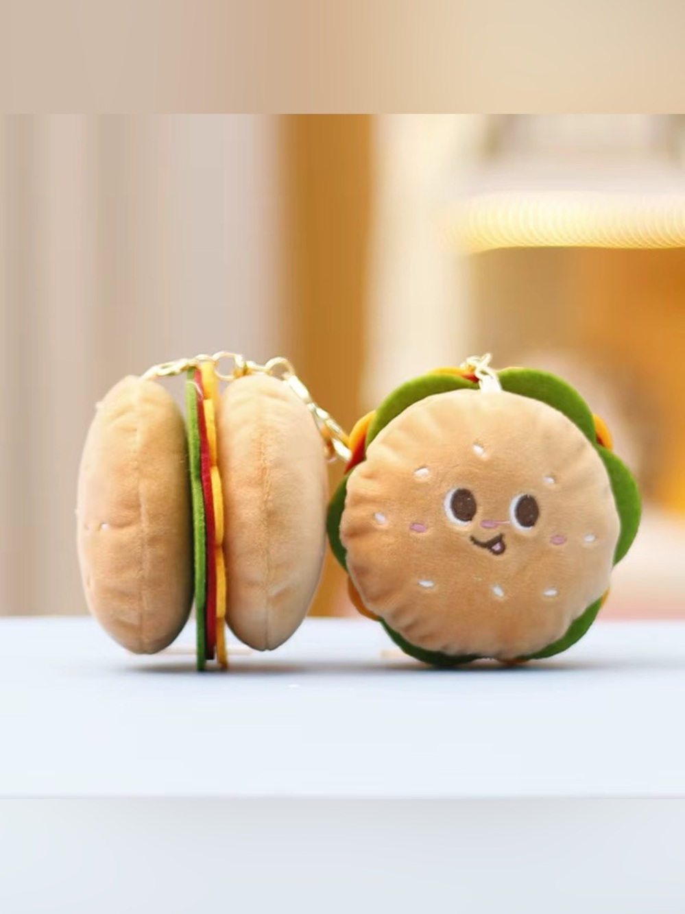 Plush Burger Bag Charm/Keychain - Brand New!